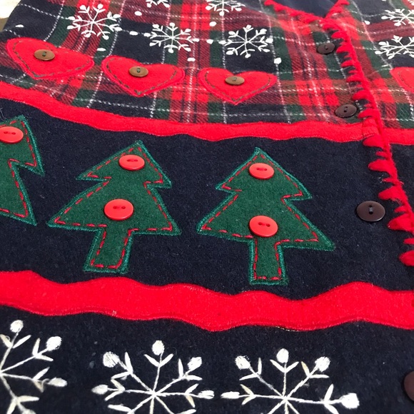 New Directions M Vintage Wool Winter Cottage core Patchwork Ugly Christmas Vest - Picture 2 of 6
